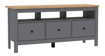 Тумба ТВ Сага, 3 ящика, 131х42х63 см, серая/ясень
