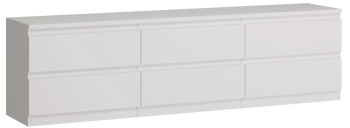 Тумба для ТВ Кастор, 6 ящиков, 194х40х54 см, белая