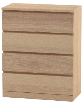 Комод Варма, 4 ящика, 80х100х40 см, шпон натурального дерева, дуб беленый