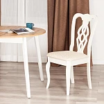 Стул - Афродита/Aphrodite, дерево гевея, 46х54х99см, Ivory white, ткань кремовая с рисунком (А04) | изображение 8