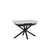 Стол обеденный Winston/Винстон, столешница керамика (глянцевая) / опоры металл, белый/черный, (120+30+30)x80x75(+1) см | изображение 3