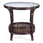 Комплект PELANGI 02/15 ( стол со стеклом + 4 кресла ) [с подушками], ротанг, кресло 65х65х77см, стол диаметр 64х61см, walnut (грецкий орех) | изображение 1