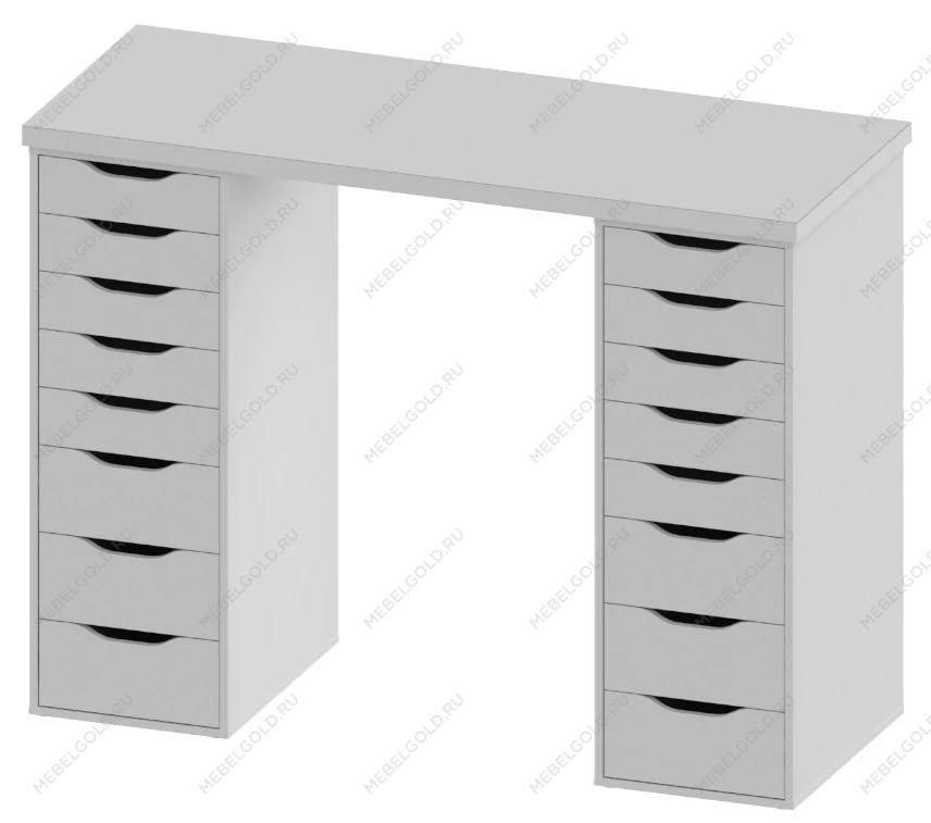 Стол письменный Ингар, 16 ящиков, 140х106х55 см, белый