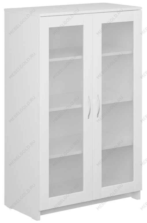 Тумба Сириус, 2 двери со стеклом, 78х41х124 см, белая