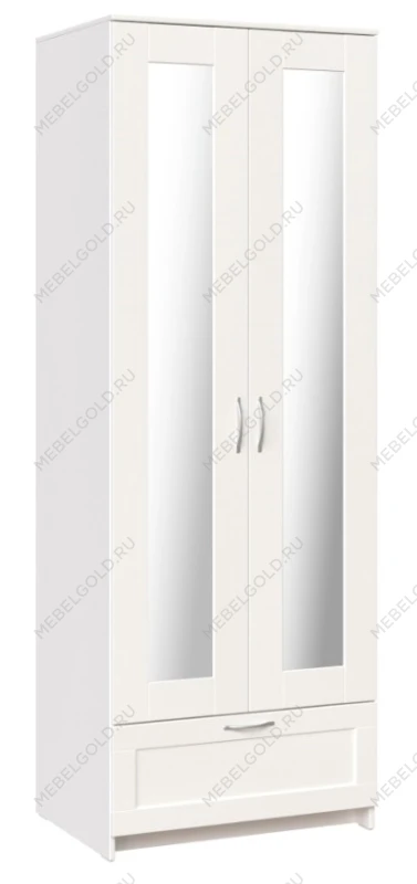 Шкаф Сириус, 2 двери и 1 ящик с зеркалом, 78х59х220 см, белый