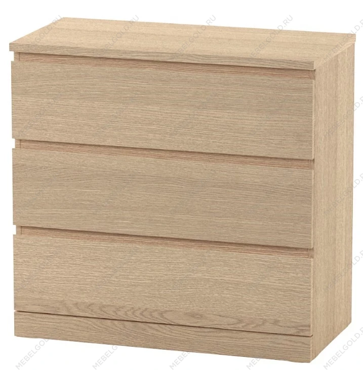 Комод Варма, 3 ящика, 80х78х40 см, шпон натурального дерева, дуб беленый