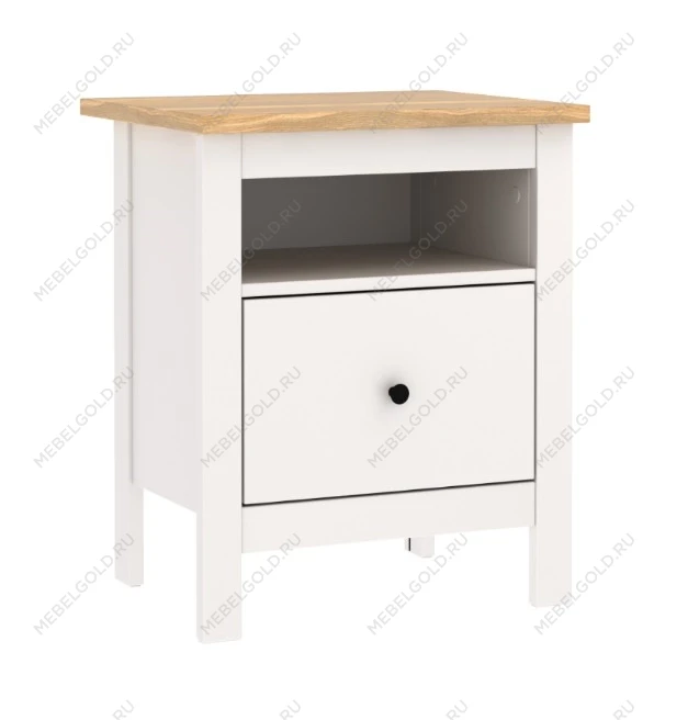 Тумба прикроватная Сага, с доводчиками, 51х41х62 см, белая/ясень