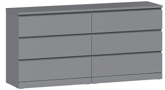 Комод Варма, 6 ящиков, горизонтальный, 160х78х40 см, эмаль серая