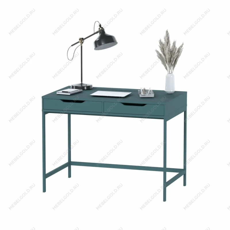 Стол письменный на металлических ножках Ингар Д 100x48x76, серо-бирюзовый/черный | изображение 6