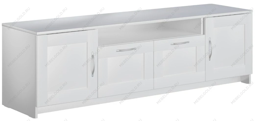 Тумба для ТВ Сириус, 2 двери и 2 ящика, 156х41х47 см, белая