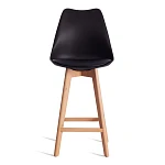 Стул барный TULIP BAR (mod. C1014H-1), пластик/дерево, 42 х 47,5 х 104 см, Black (Черный) 3010/ натуральный | изображение 4