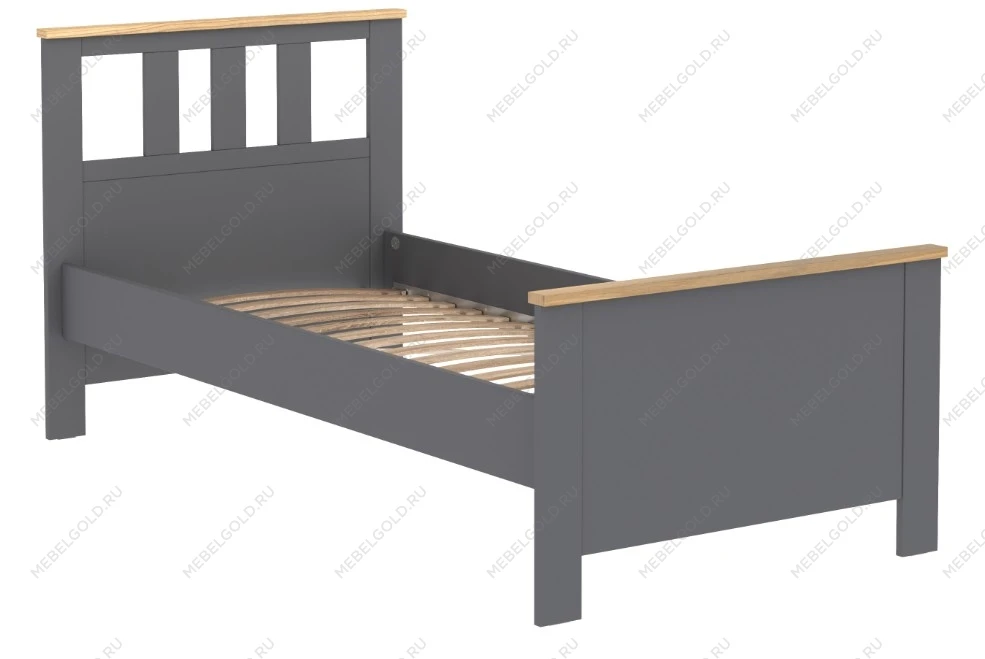 Кровать односпальная Сага, 90х200 см, серая/ясень