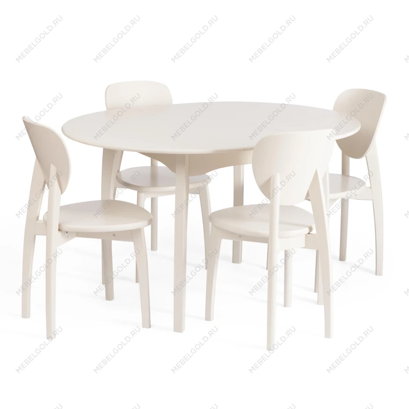 Стол DIAMANTE круглый, бук, мдф, шпон дуба, 100 х 100+30 х 75 см, Ivory white | изображение 9