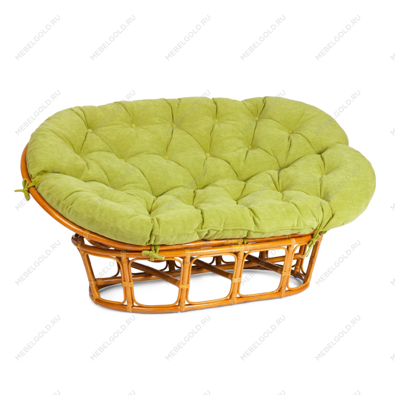 Диван MAMASAN/МАМАСАН 23/02 W/с подушкой, подушка 182х119 см, 169х102х80 см, Pecan (орех), флок, олива, 23