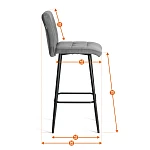 Барный стул Medeo/Медео, экокожа, черный, 45х56х113 см | изображение 12