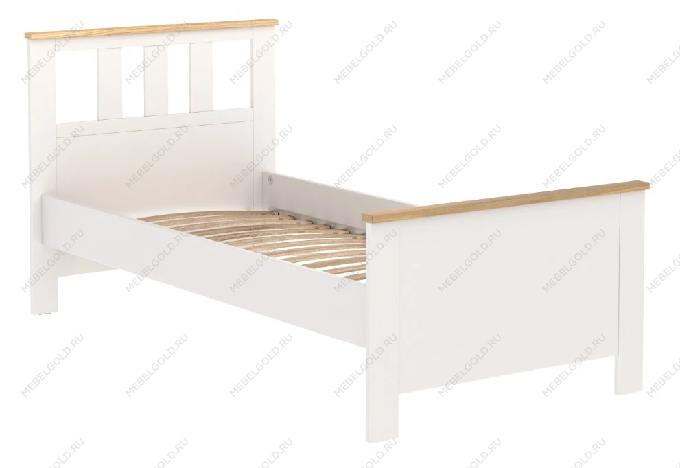 Кровать односпальная Сага, 90х200 см, белая/ясень