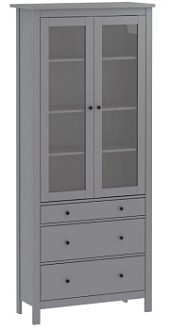 Шкаф с витриной Сага, 90х41х215 см, серый
