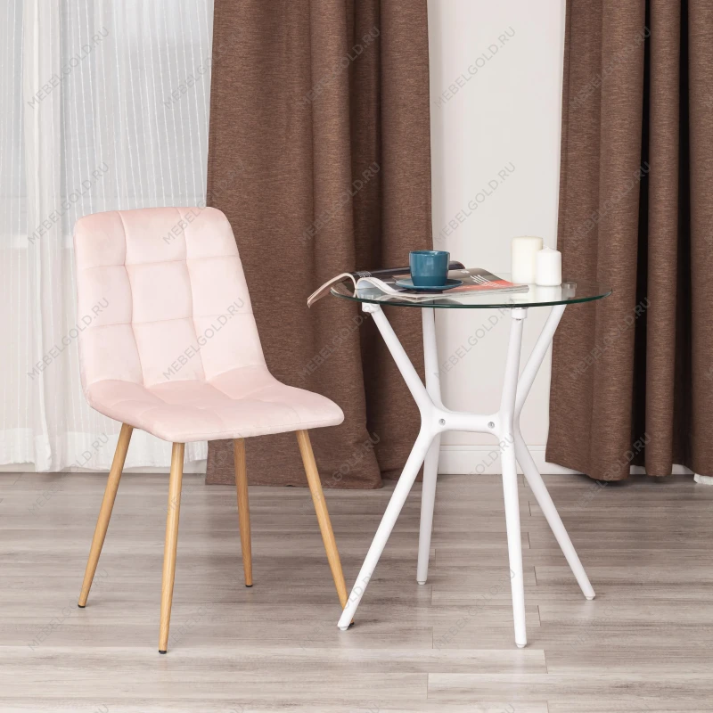 Стул CHILLY (mod. 7094-1)/1 шт. в упаковке, вельвет/металл, 44,5х52,5х86 см, pink (розовый) HLR39 / натуральный | изображение 8