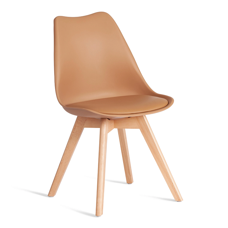 Стул TULIP (mod. 73-1), дерево/пластик/экокожа, 47,5x55x80 см, Бежевый (Latte)