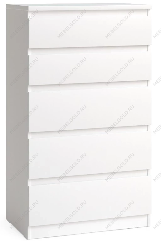 Комод Кастор, 5 ящиков, 65х40х112 см, белый