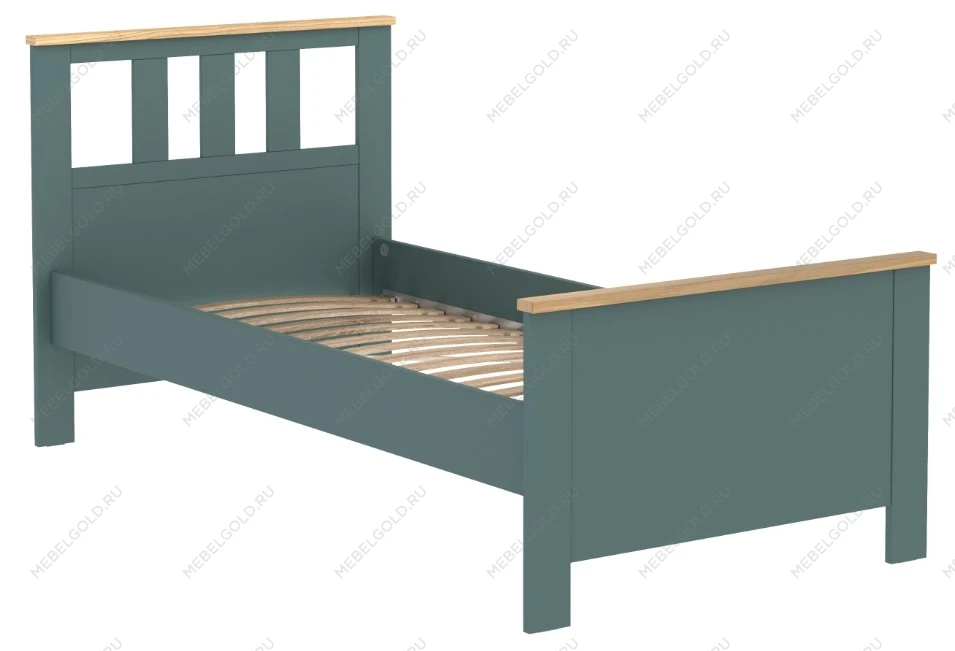 Кровать односпальная Сага, 90х200 см, темно-бирюзовая/ясень