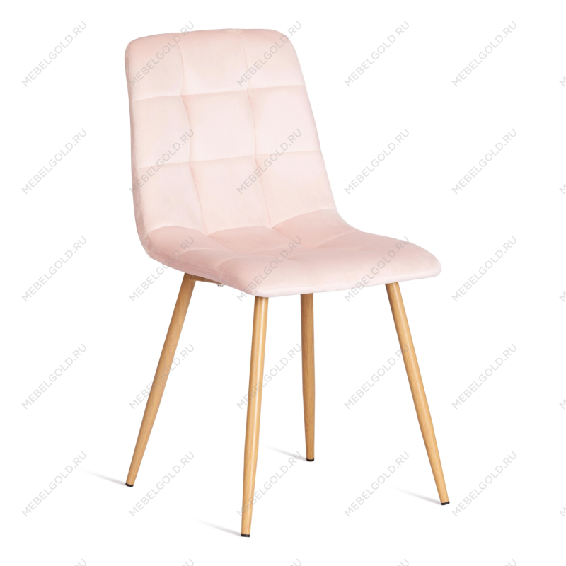 Стул CHILLY (mod. 7094-1)/1 шт. в упаковке, вельвет/металл, 44,5х52,5х86 см, pink (розовый) HLR39 / натуральный