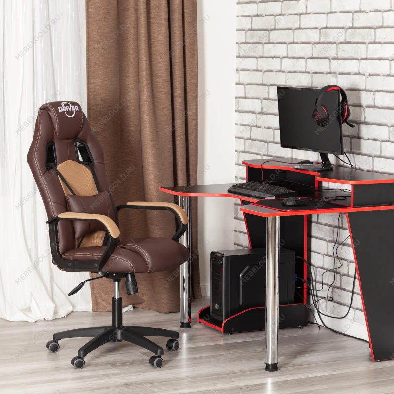 Кресло DRIVER (22), кож/зам/ткань, коричневый/бронза, 36-36/TW-21 | изображение 19