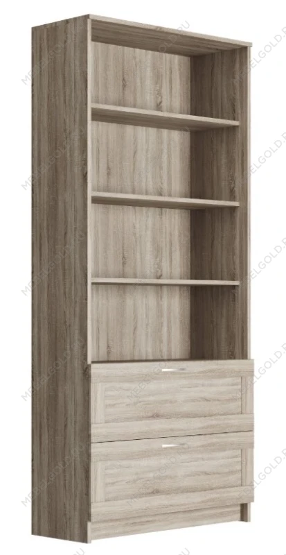 Стеллаж Сириус, 2 ящика, 78х35х190 см, дуб сонома