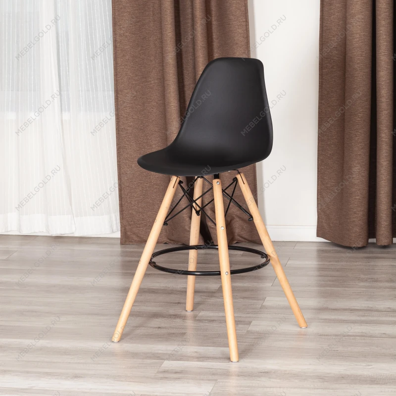 Стул барный Cindy Bar Chair (mod. 80-1), дерево бук/металл/пластик, 50 х 51 х 109 см, Black (Черный) 3010/ натуральный | изображение 9