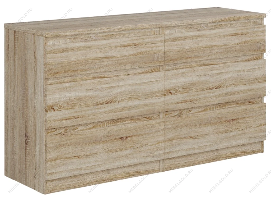 Комод Кастор, 6 ящиков, 129х40х71 см, дуб сонома