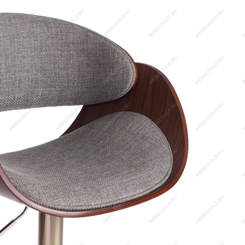 Барный стул LANDO (mod.4036), металл/дерево/ткань, 59х51х93-114 см, высота сиденья 62-83 см, серый/орех/хром, Aimcasa 28 | изображение 6