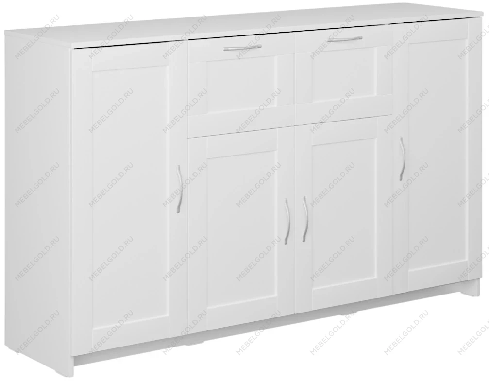 Тумба Сириус, 4 двери и 2 ящика, 156х41х95 см, белая