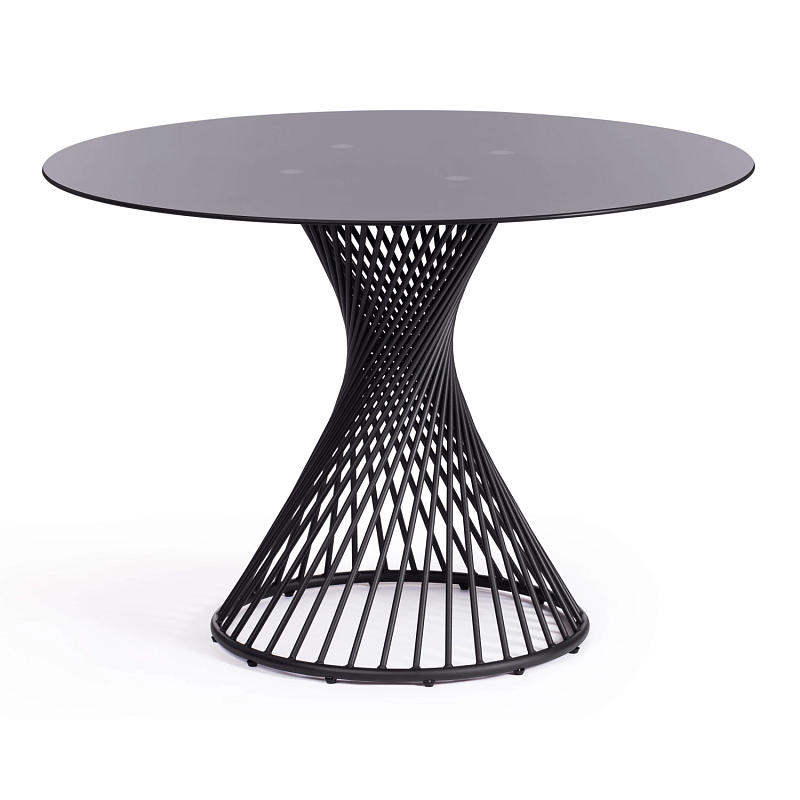 Стол BERTOIA (mod. GT21), металл/стекло (8мм), Black (черный), 110 х 110 х 75 см