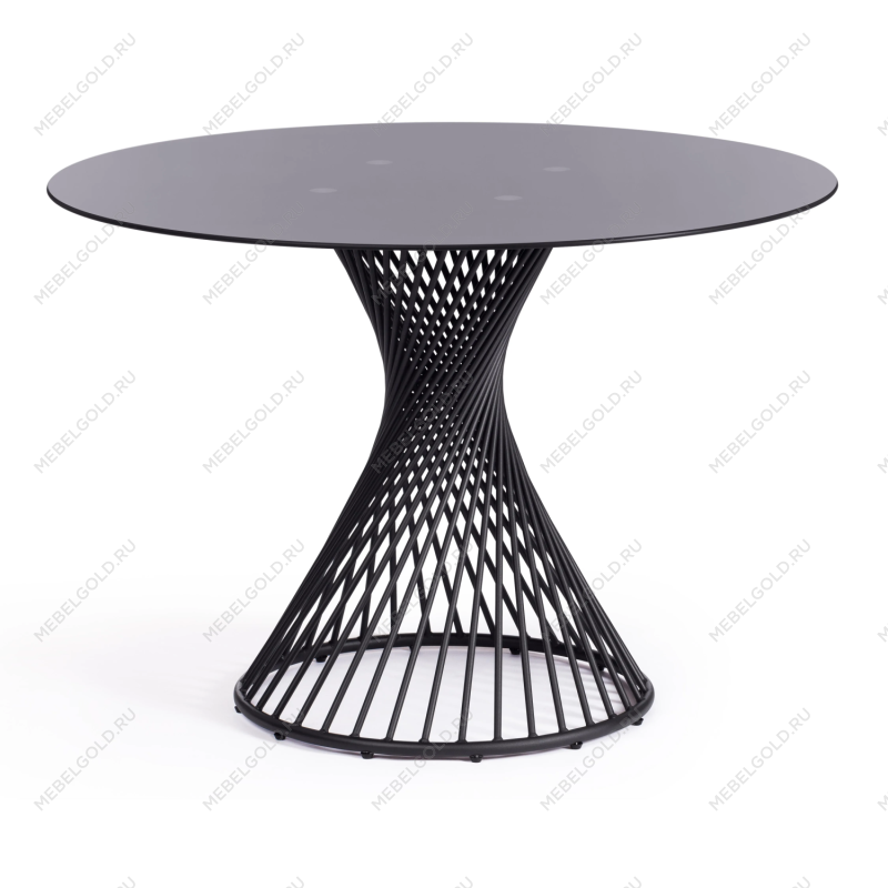 Стол BERTOIA (mod. GT21), металл/стекло (8мм), Black (черный), 110 х 110 х 75 см