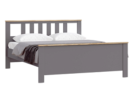 Кровать двуспальная Сага, 160х200 см, серая/ясень