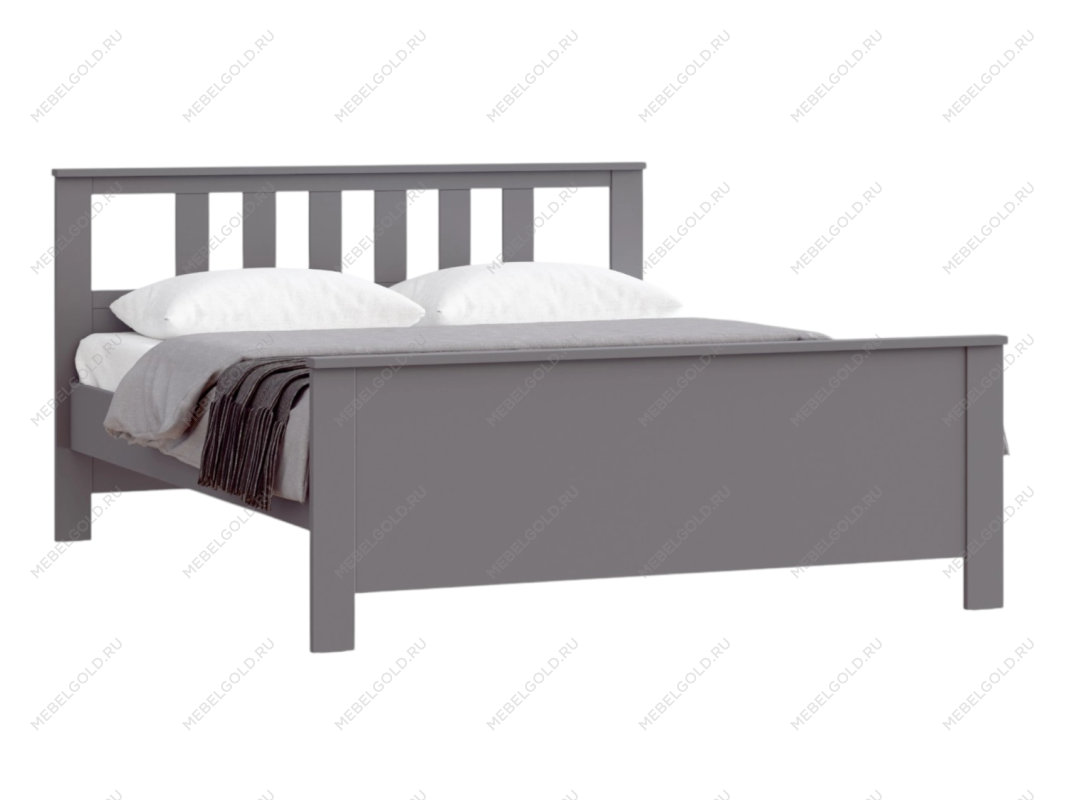 Кровать двуспальная Сага, 160х200 см, серая