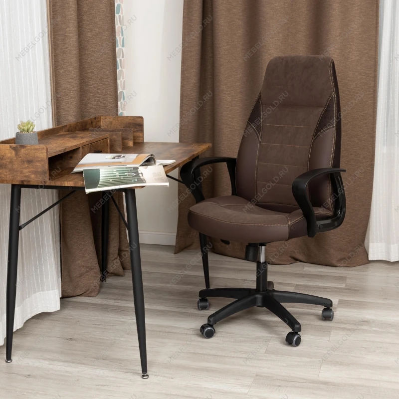 Кресло INTER (24), кож/зам/флок/ткань, коричневый, 36-36/6/TW-24 | изображение 12