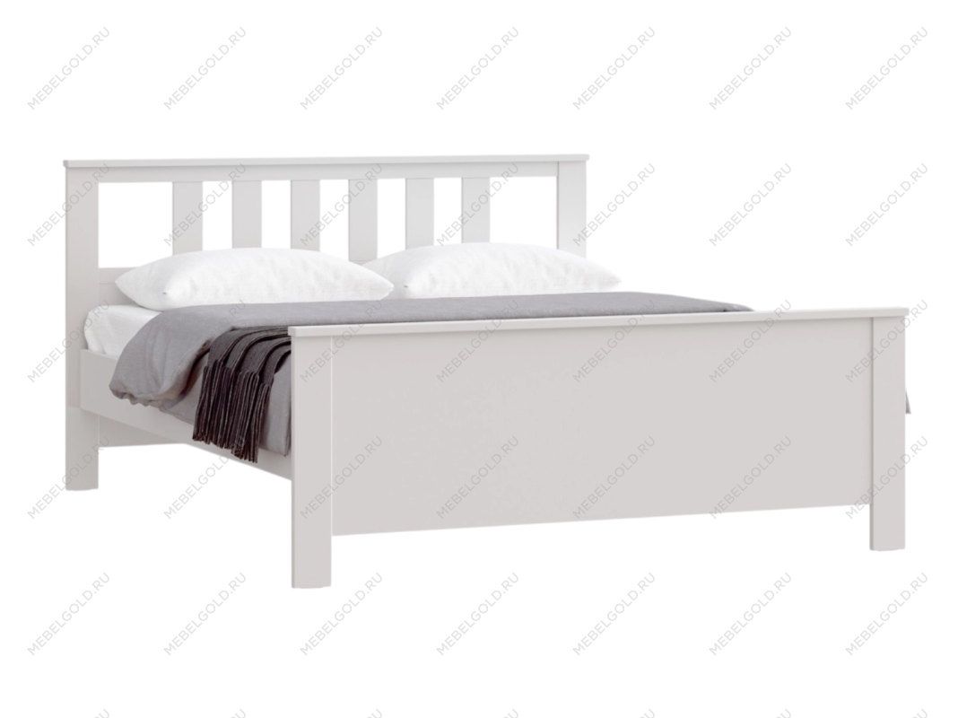 Кровать двуспальная Сага, 160х200 см, белая