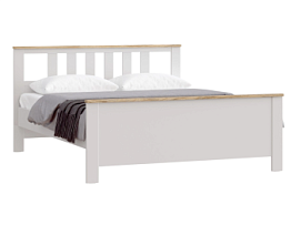 Кровать двуспальная Сага, 160х200 см, белая/ясень