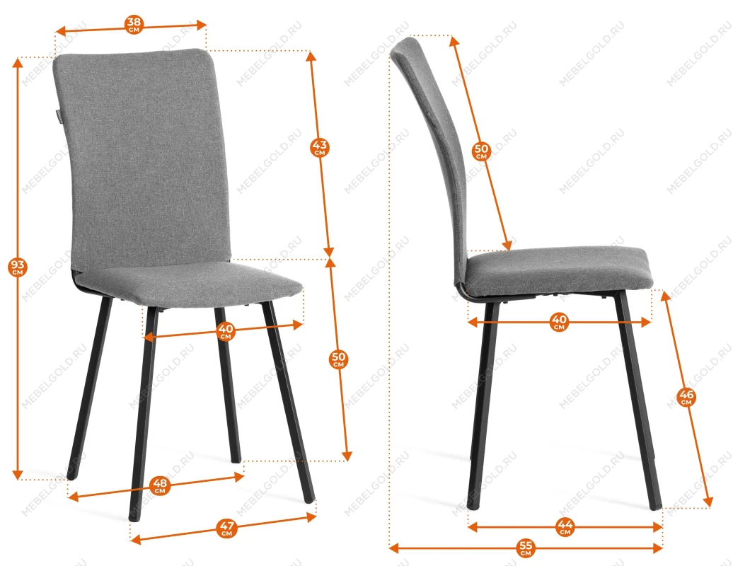 Стул обеденный La Rousse, NEW, ткань рогожка, серый/черный, 3M 16/2, 45x55x93 см | изображение 16