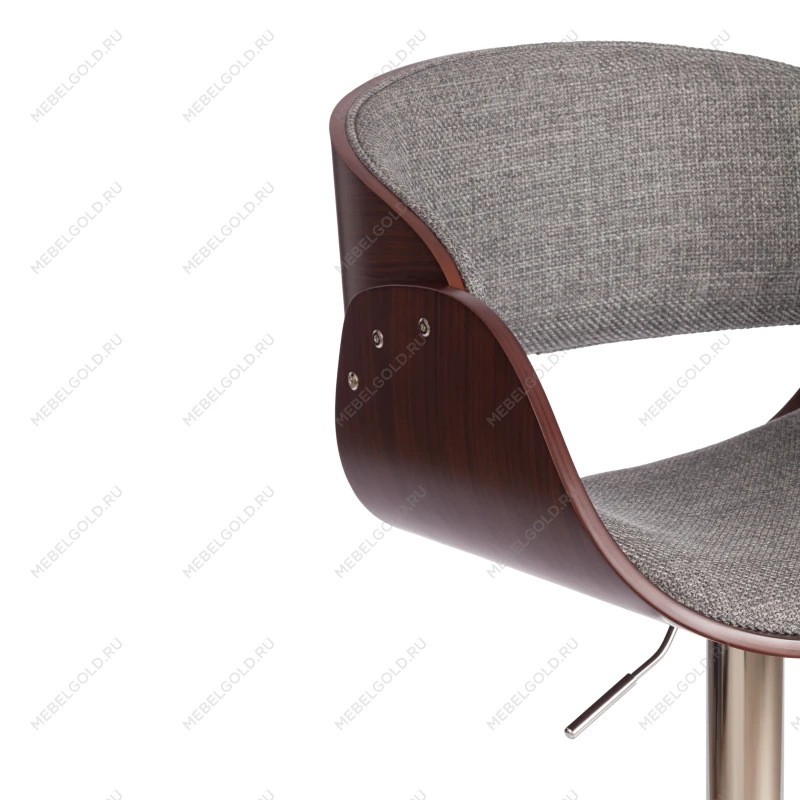 Барный стул LANDO (mod.4036), металл/дерево/ткань, 59х51х93-114 см, высота сиденья 62-83 см, серый/орех/хром, Aimcasa 28 | изображение 8