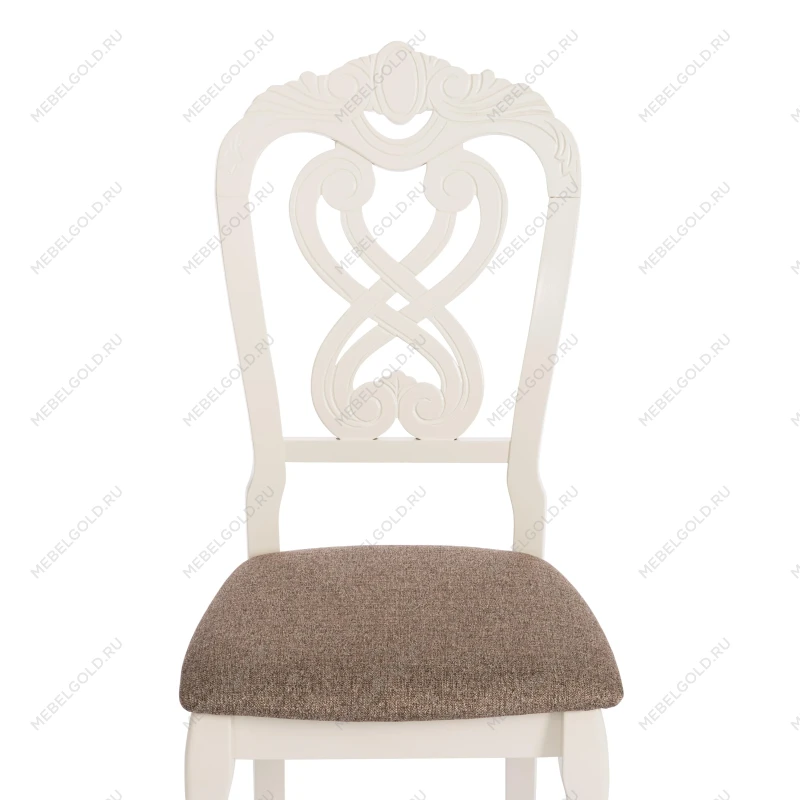 Стул -Андромеда/Andromeda, дерево гевея, 47х55,5х107 см, Ivory white, ткань коричневая S168-7 | изображение 5