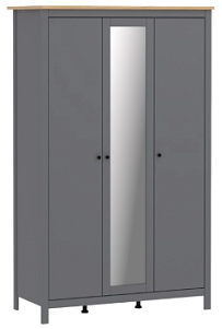 Шкаф распашной Сага, 3 двери, 132х64х215 см, серый/ясень