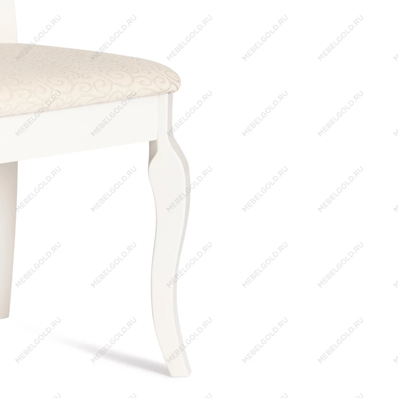 Стул - Афродита/Aphrodite, дерево гевея, 46х54х99см, Ivory white, ткань кремовая с рисунком (А04) | изображение 7
