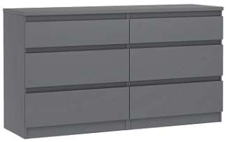Комод Кастор, 6 ящиков, 129х40х71 см, серый