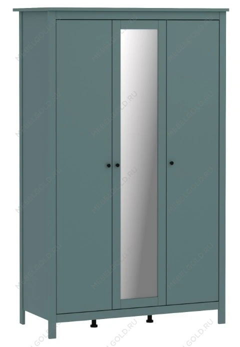 Шкаф распашной Сага, 3 двери, 132х64х215 см, темно-бирюзовый