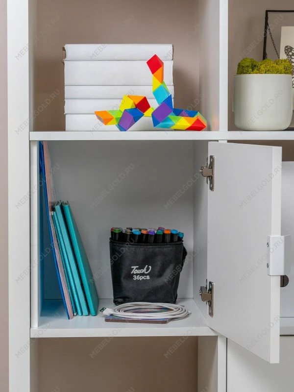 Модуль с дверцей для стеллажа ФОРА, ручка металл, 33х33х37, белый | изображение 3