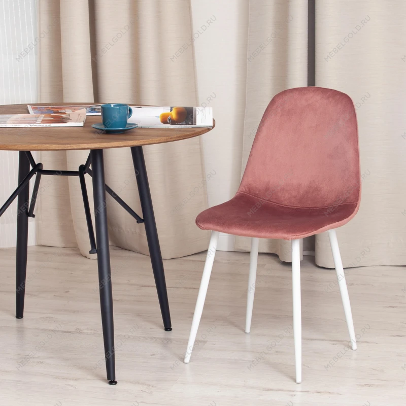 Стул BREEZE (mod. 4724)/1 шт. в упаковке, вельвет/металл, 44 х 53 х 87 см, Coral (коралловый) HLR44 / белый | изображение 9