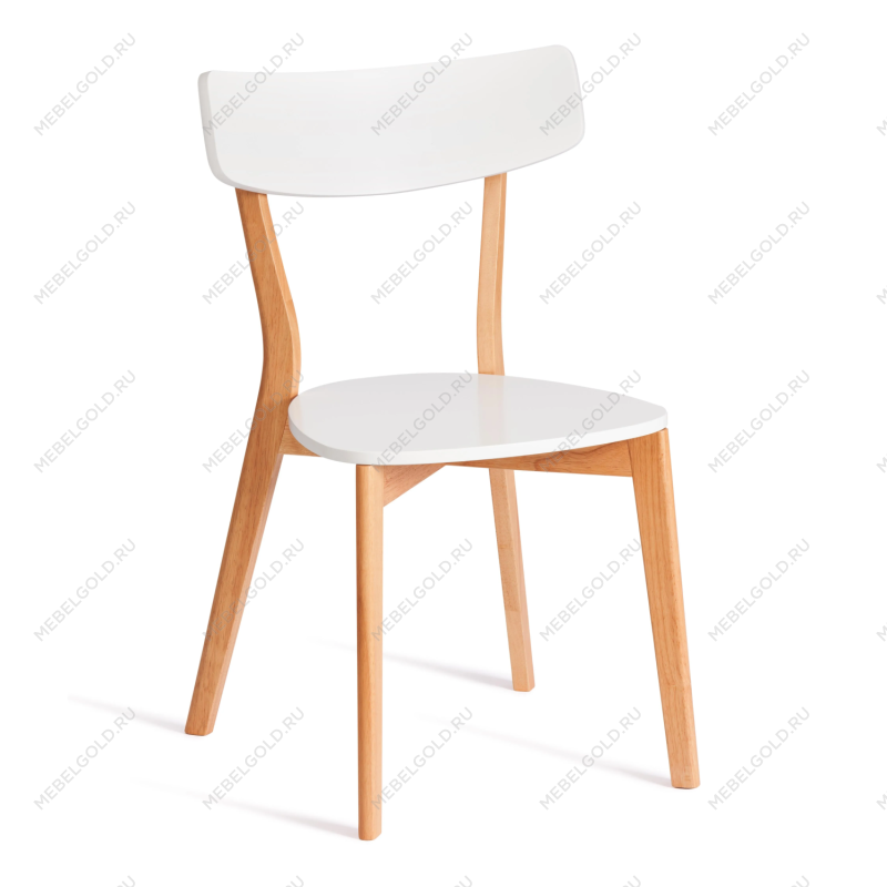 Стул Claire, сиденье МДФ, опоры дерево гевея, белый / натуральное дерево, 48 x 49,5 x 81,5 x SH44см
