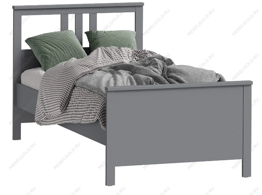 Кровать односпальная Сага, 90х200 см, серая